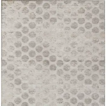 10' X 14' Taupe And Beige Polka Dot Washable Indoor Outdoor Area Rug