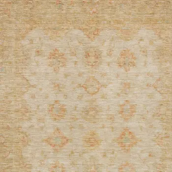 9' X 12' Beige And Rust Floral Medallion Washable Indoor Outdoor Area Rug