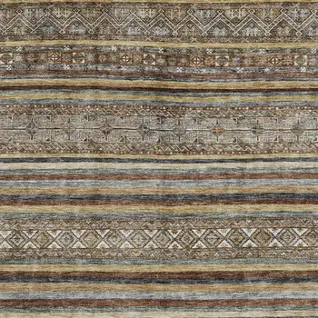 10' X 14' Brown Denim Blue And Beige Southwestern Washable Indoor Outdoor Area Rug