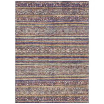 9' X 12' Blue Copper And Beige Southwestern Washable Indoor Outdoor Area Rug