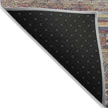9' X 12' Blue Copper And Beige Southwestern Washable Indoor Outdoor Area Rug