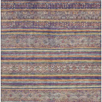 9' X 12' Blue Copper And Beige Southwestern Washable Indoor Outdoor Area Rug