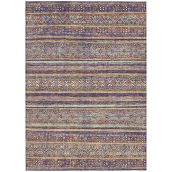 10' X 14' Blue Copper And Beige Southwestern Washable Indoor Outdoor Area Rug