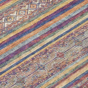 10' X 14' Blue Copper And Beige Southwestern Washable Indoor Outdoor Area Rug