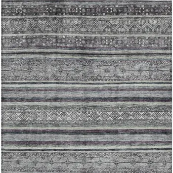 3' X 5' Gray Silver And Charcoal Southwestern Washable Indoor Outdoor Area Rug