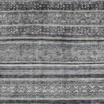 8' X 10' Gray Silver And Charcoal Southwestern Washable Indoor Outdoor Area Rug