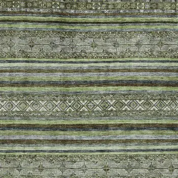 3' X 5' Olive Green Gray And Fern Green Southwestern Washable Indoor Outdoor Area Rug