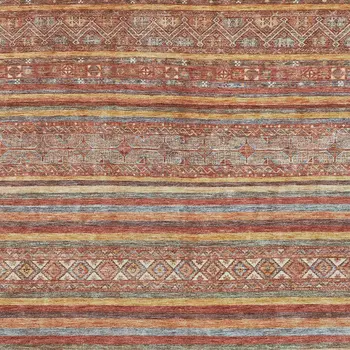 3' X 5' Rust Gold And Silver Southwestern Washable Indoor Outdoor Area Rug