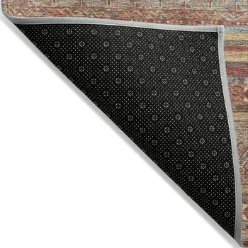 10' X 14' Rust Gold And Silver Southwestern Washable Indoor Outdoor Area Rug