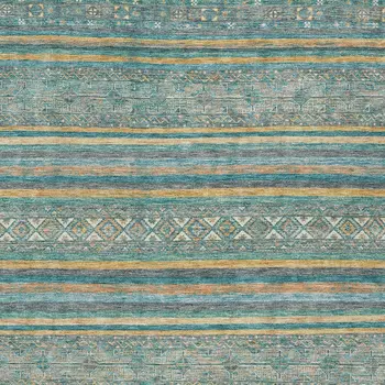3' X 5' Teal Blue Gold And Taupe Southwestern Washable Indoor Outdoor Area Rug