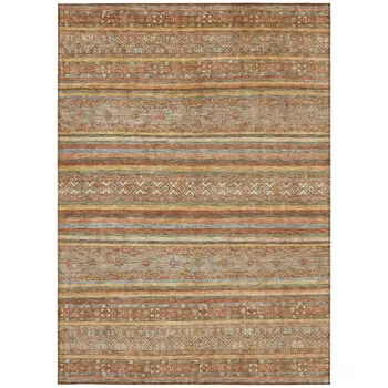 5' X 8' Terra Cotta Copper And Gray Southwestern Washable Indoor Outdoor Area Rug