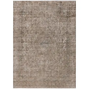5' X 8' Brown And Beige Abstract Washable Indoor Outdoor Area Rug
