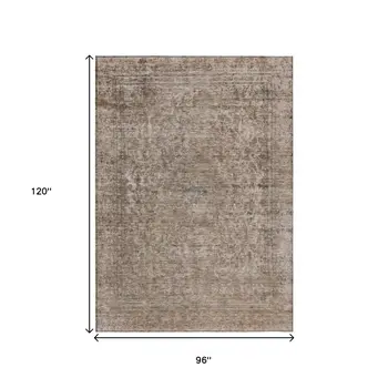 8' X 10' Brown And Beige Abstract Washable Indoor Outdoor Area Rug