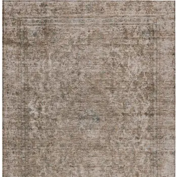 8' X 10' Brown And Beige Abstract Washable Indoor Outdoor Area Rug