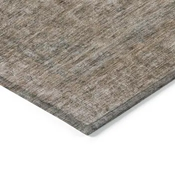 9' X 12' Brown And Beige Abstract Washable Indoor Outdoor Area Rug