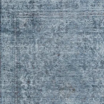 3' X 5' Blue And Beige Abstract Washable Indoor Outdoor Area Rug