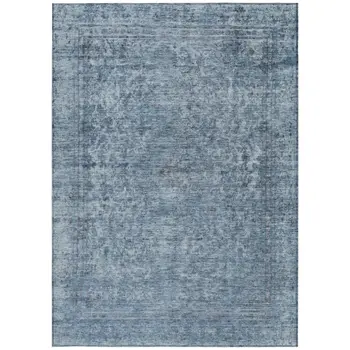 10' X 14' Blue And Beige Abstract Washable Indoor Outdoor Area Rug