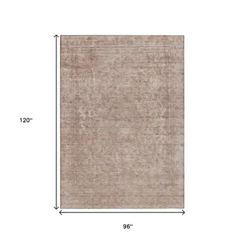 8' X 10' Copper And Beige Abstract Washable Indoor Outdoor Area Rug