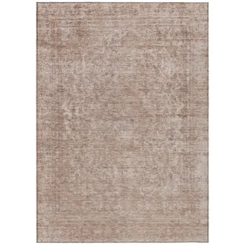 8' X 10' Copper And Beige Abstract Washable Indoor Outdoor Area Rug