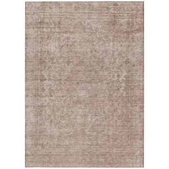 9' X 12' Copper And Beige Abstract Washable Indoor Outdoor Area Rug