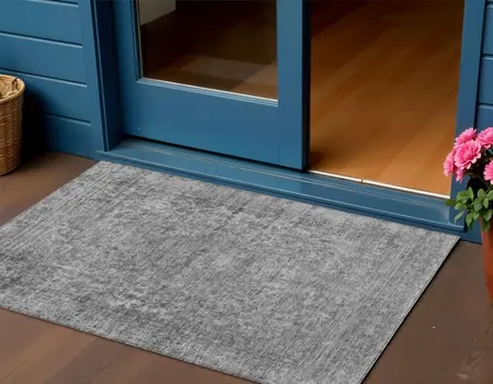 3' X 5' Gray And Beige Abstract Washable Indoor Outdoor Area Rug
