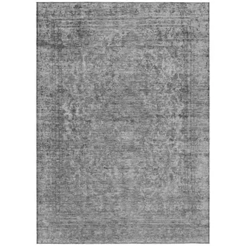 8' X 10' Gray And Beige Abstract Washable Indoor Outdoor Area Rug