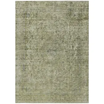 5' X 8' Sage And Beige Abstract Washable Indoor Outdoor Area Rug