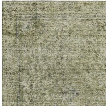5' X 8' Sage And Beige Abstract Washable Indoor Outdoor Area Rug