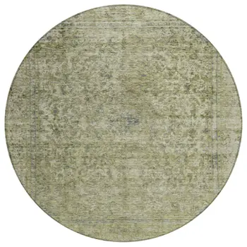 8' Sage And Beige Round Abstract Washable Indoor Outdoor Area Rug