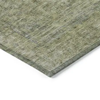 9' X 12' Sage And Beige Abstract Washable Indoor Outdoor Area Rug