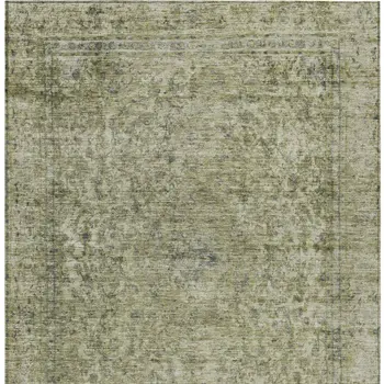 10' X 14' Sage And Beige Abstract Washable Indoor Outdoor Area Rug