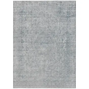 8' X 10' Silver And Beige Abstract Washable Indoor Outdoor Area Rug