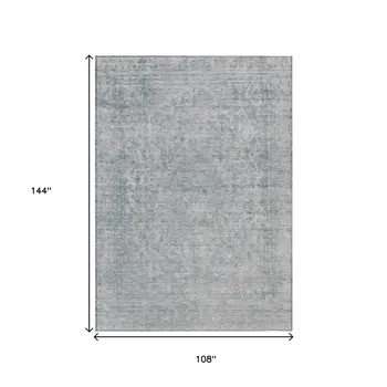 9' X 12' Silver And Beige Abstract Washable Indoor Outdoor Area Rug