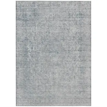 10' X 14' Silver And Beige Abstract Washable Indoor Outdoor Area Rug