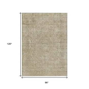 8' X 10' Tan And Beige Abstract Washable Indoor Outdoor Area Rug