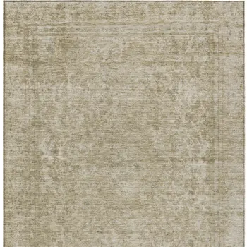 9' X 12' Tan And Beige Abstract Washable Indoor Outdoor Area Rug