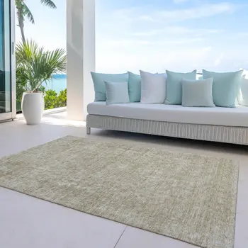 9' X 12' Tan And Beige Abstract Washable Indoor Outdoor Area Rug