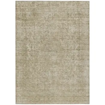 9' X 12' Tan And Beige Abstract Washable Indoor Outdoor Area Rug