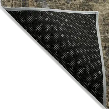 3' X 5' Brown And Denim Blue Medallion Washable Indoor Outdoor Area Rug
