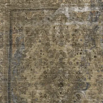 8' X 10' Brown And Denim Blue Medallion Washable Indoor Outdoor Area Rug