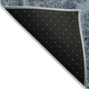 3' X 5' Blue And Gray Medallion Washable Indoor Outdoor Area Rug