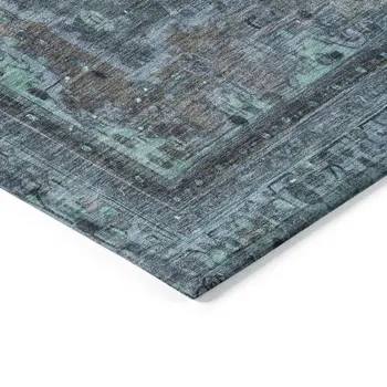 5' X 8' Blue And Gray Medallion Washable Indoor Outdoor Area Rug