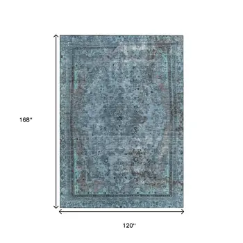 10' X 14' Blue And Gray Medallion Washable Indoor Outdoor Area Rug