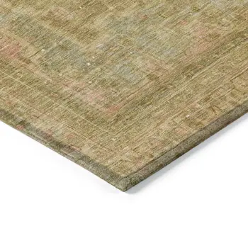 3' X 5' Coral And Wheat Medallion Washable Indoor Outdoor Area Rug