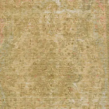 3' X 5' Coral And Wheat Medallion Washable Indoor Outdoor Area Rug