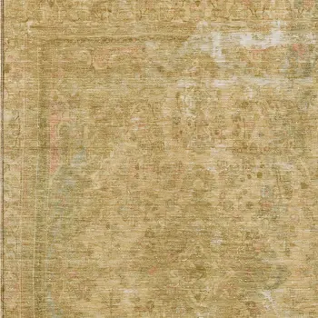 9' X 12' Coral And Wheat Medallion Washable Indoor Outdoor Area Rug
