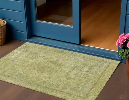 3' X 5' Fern Green And Sage Medallion Washable Indoor Outdoor Area Rug