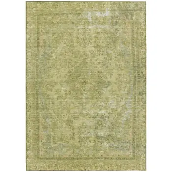 3' X 5' Fern Green And Sage Medallion Washable Indoor Outdoor Area Rug