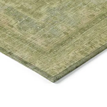 3' X 5' Fern Green And Sage Medallion Washable Indoor Outdoor Area Rug