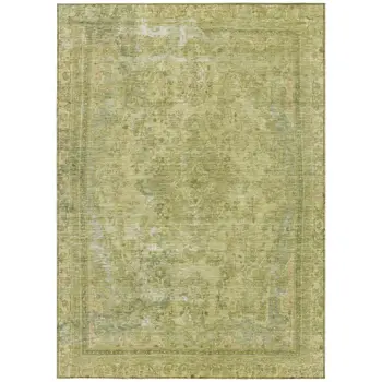 3' X 5' Fern Green And Sage Medallion Washable Indoor Outdoor Area Rug